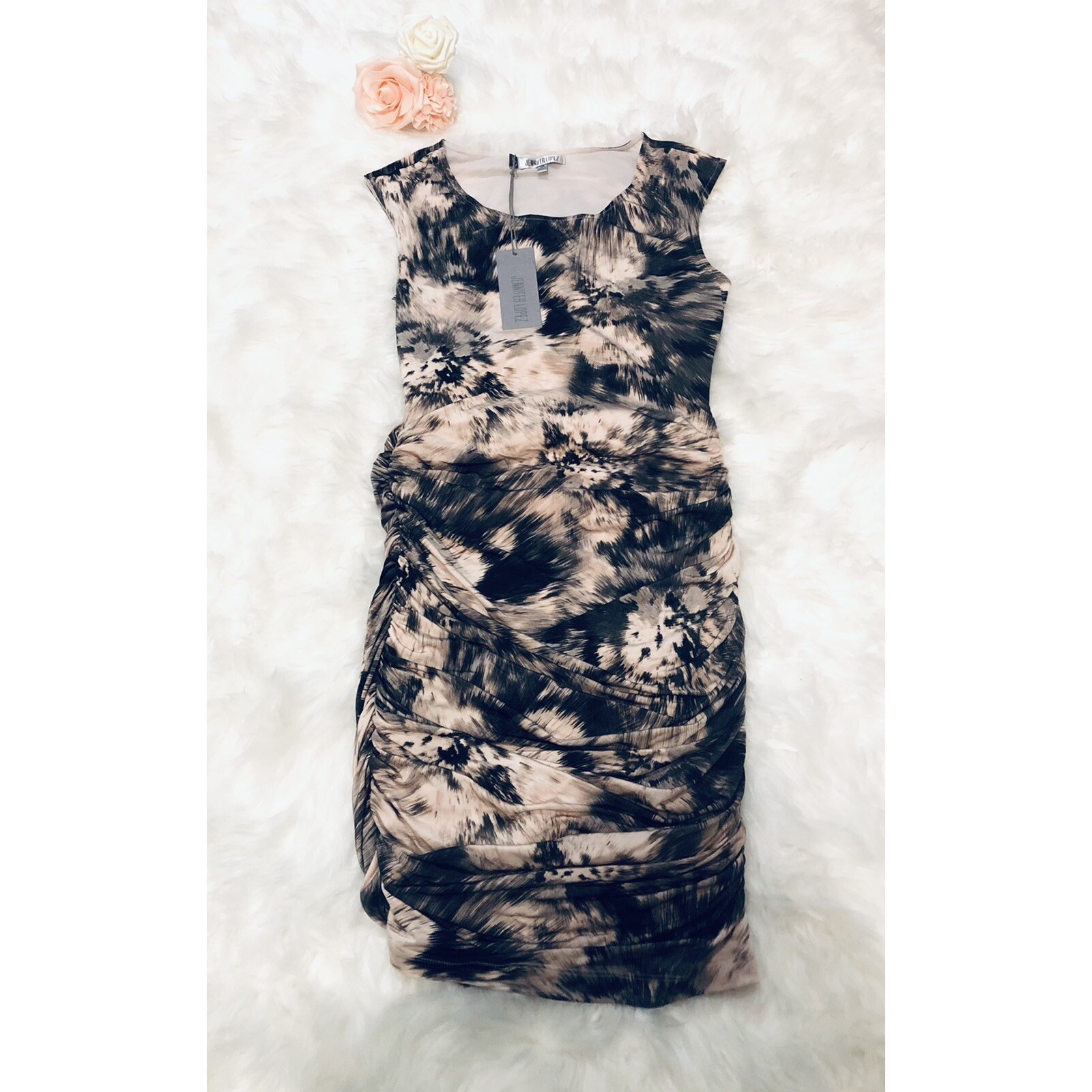 J Low Womans Xs Abstract Sleeveless Ruched Bodycon Dress Kaleidoscope Maxi Mono — image 2 of 8